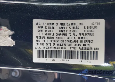 2017 Honda Accord Ex from USA, damaged, VIN 1HGCR2F0XHA009267